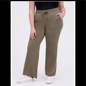 Torrid Ultra Soft Fleece Olive Flare Pants Size 00 M/L